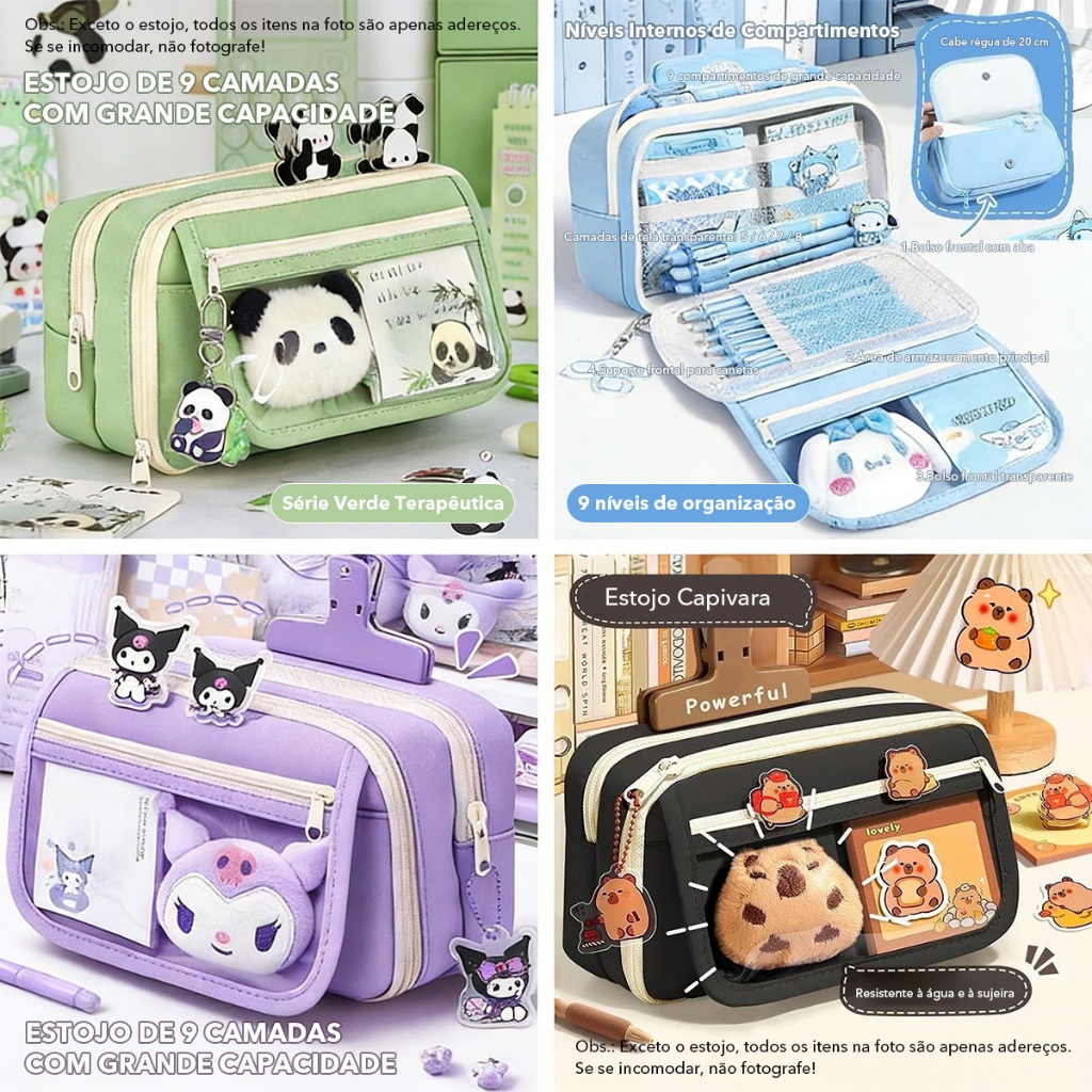 Bolsa Para Lápis DIBEE com Adesivos Grátis - Estojo Transparente Super Grande à Prova D'água, Estilo Coreano em Oferta na Shopee