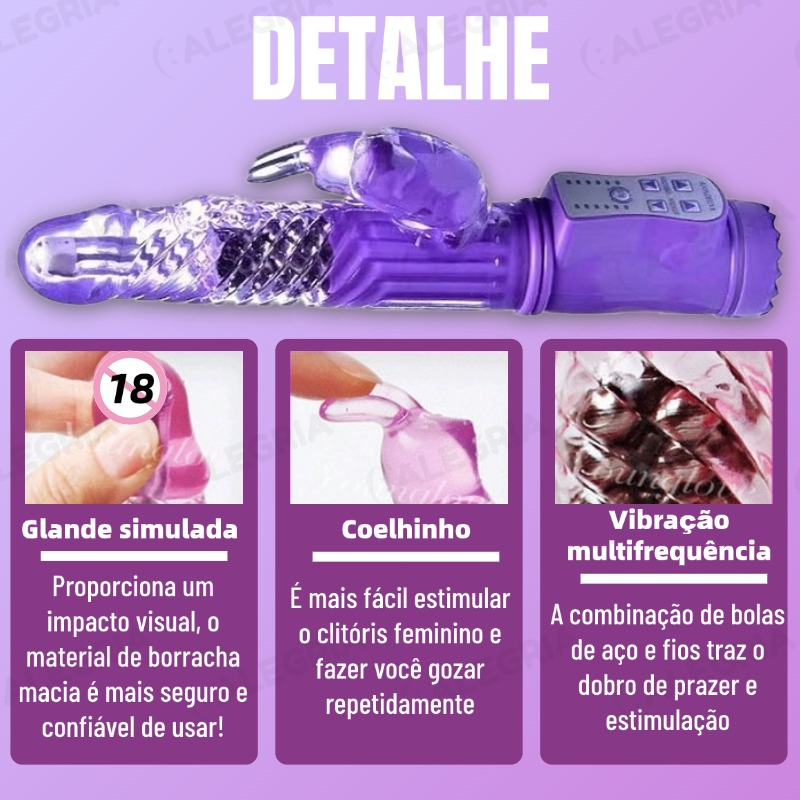 Vibrador ROTATIVO Estimulador de Clitóris 36 Níveis de Vibrações e 8 Níveis de Avanço Sex Shop LE