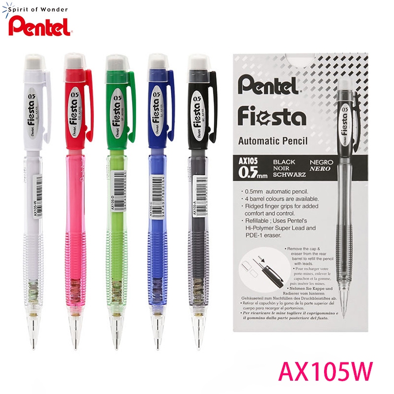 3 Unidades Japão Pentel Fiesta AX105W Lápis Mecânico 0.5mm em Oferta na Shopee