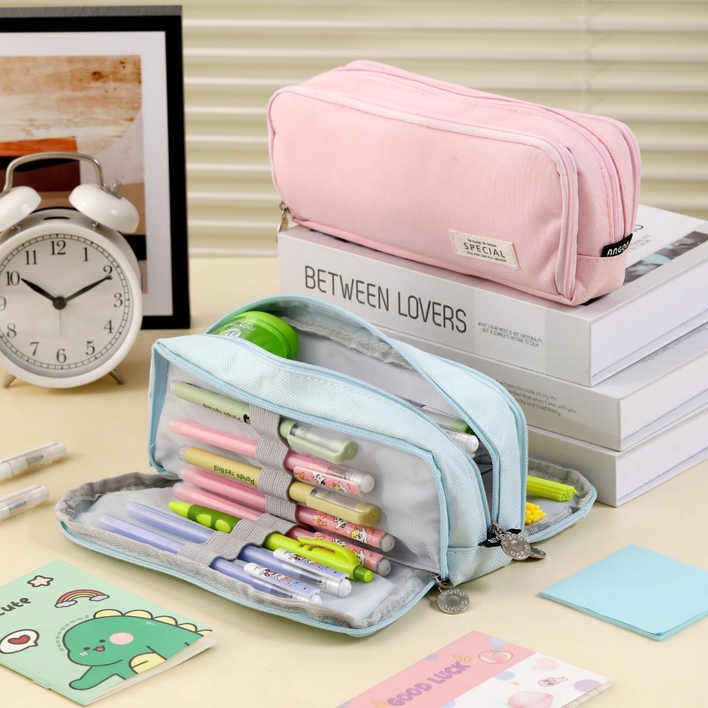 Bolsa de armazenamento de três camadas, estojo de papelaria para estudantes em Oferta na Shopee