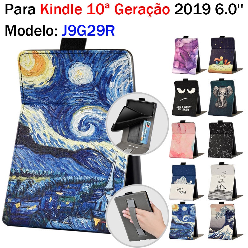 Para Kindle 10ª geração 6,0'' 2019 J9G29R abertura e fechamento vertical Suporte Dobrável Magnético  Capa