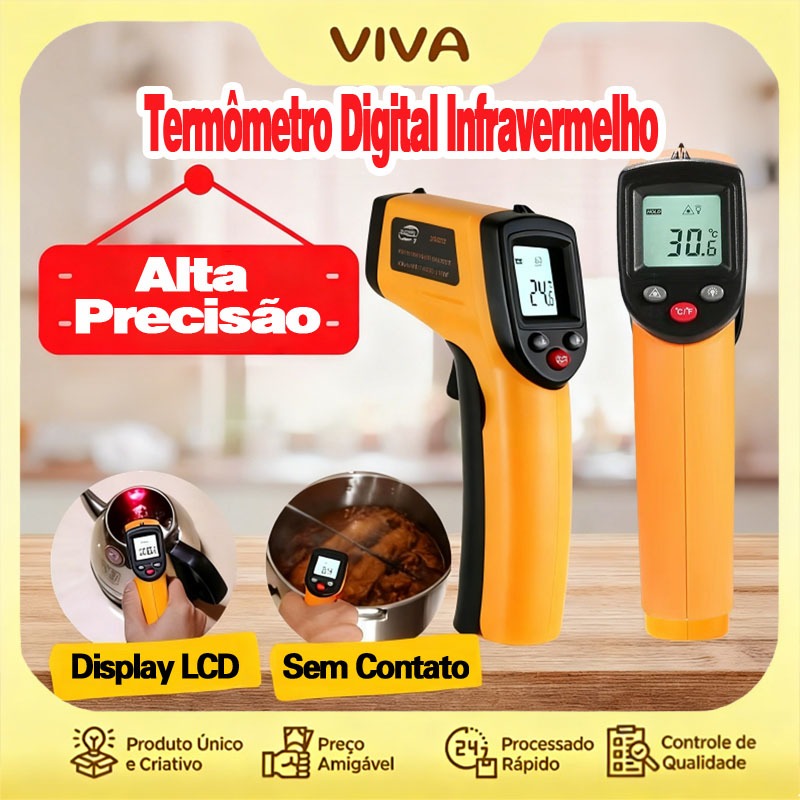 Termômetro Digital Infravermelho Laser Culinário Medição Temperatura Industrial-55ºc - 400ºc Cozinha e comida
