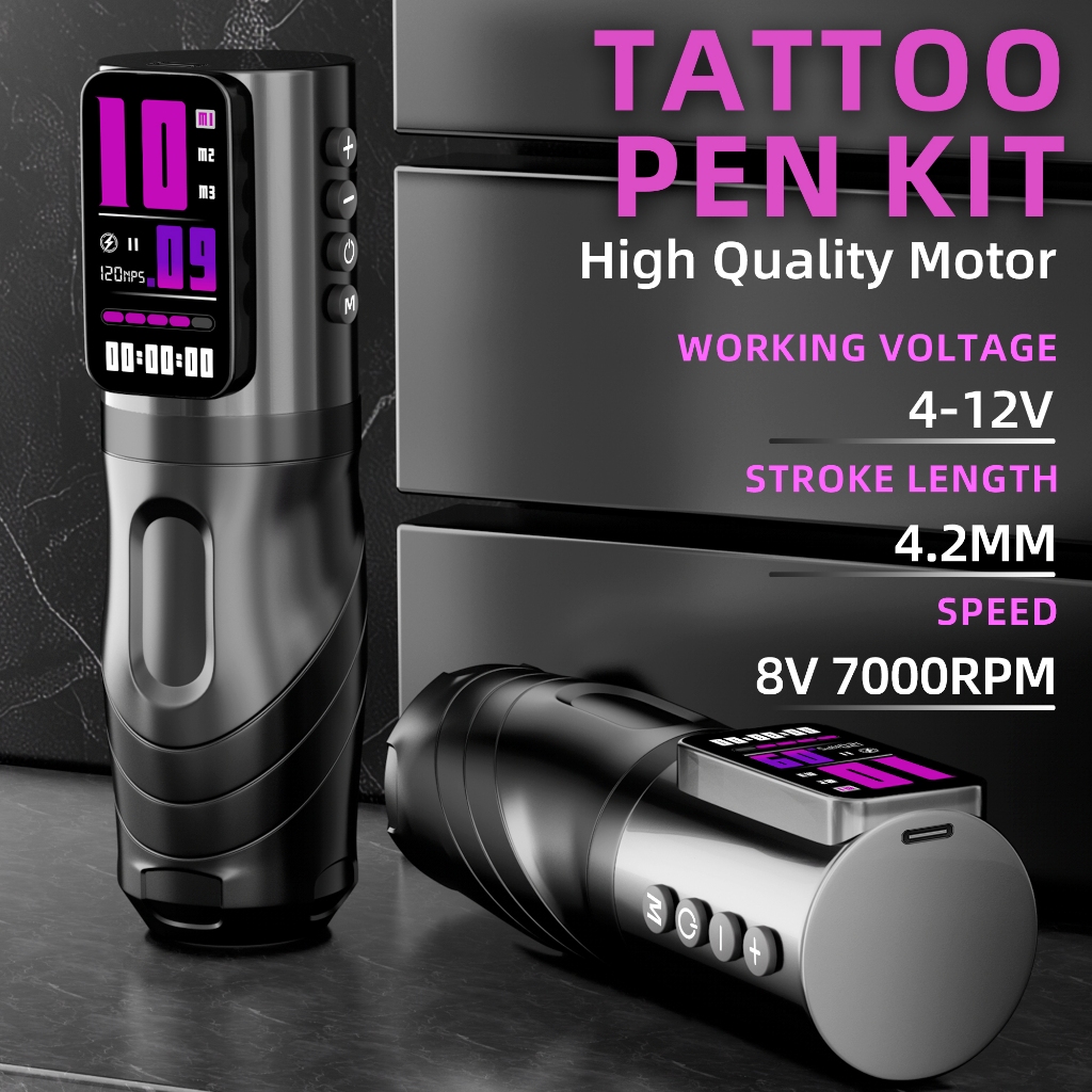 Caneta De Tatuagem Profissional Sem Fio TROYTATU Com Bateria De 2300mAh E Display LED-Máquina De Alto Desempenho Para Ap em Oferta na Shopee