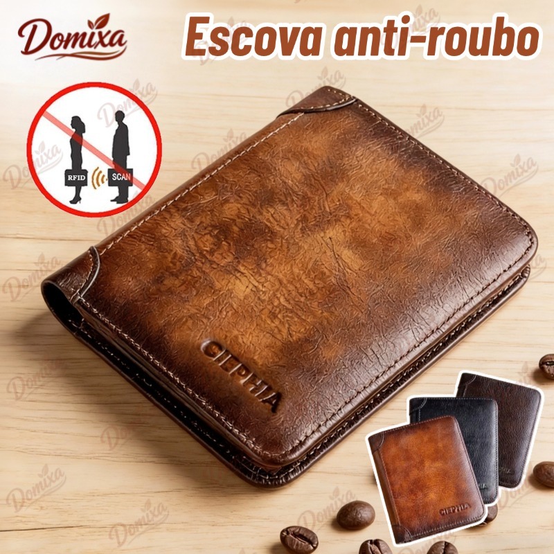 Carteira Antifurto Masculina De Couro Legítimo Vintage De Trifold E Bifold À Escolha Carteira estilo executivo-DO em Oferta na Shopee