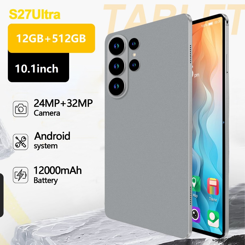 S27UItra 4G/5G Rede Smart Tablet Computador Tela De 10.1 Polegadas Memória 12GB + 512GB Android 14