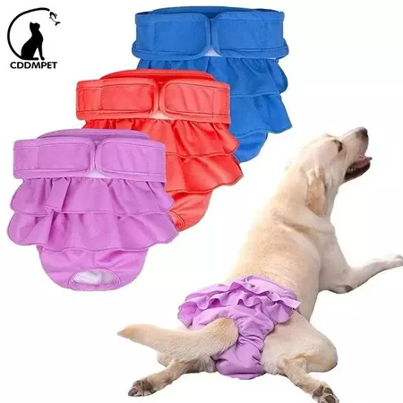 Fralda Lavável para Cães, Calça Fisiológica Reutilizável para Pets de Pequeno e Grande Porte