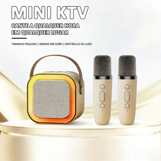 Caixa de Som Bluetooth para Karaokê com 2 Microfones | Diversão Familiar em Oferta na Shopee