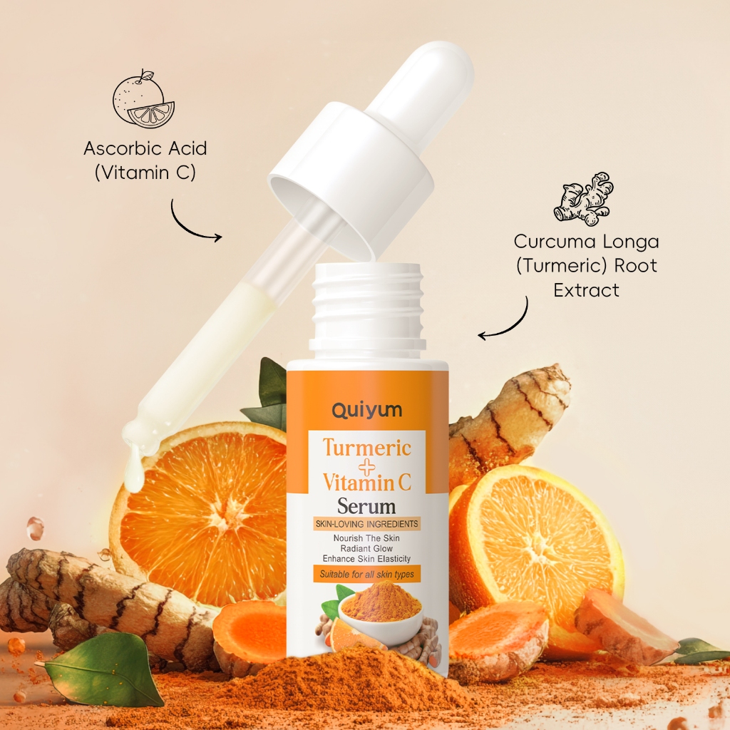 Kit De Cuidados Com A Pele Vitamina C De Cúrcuma 7 Em 1 QUIYUM-Limpador , Soro , Hidratante , Fps , Creme Para Os Olhos — imagem 2 de 2