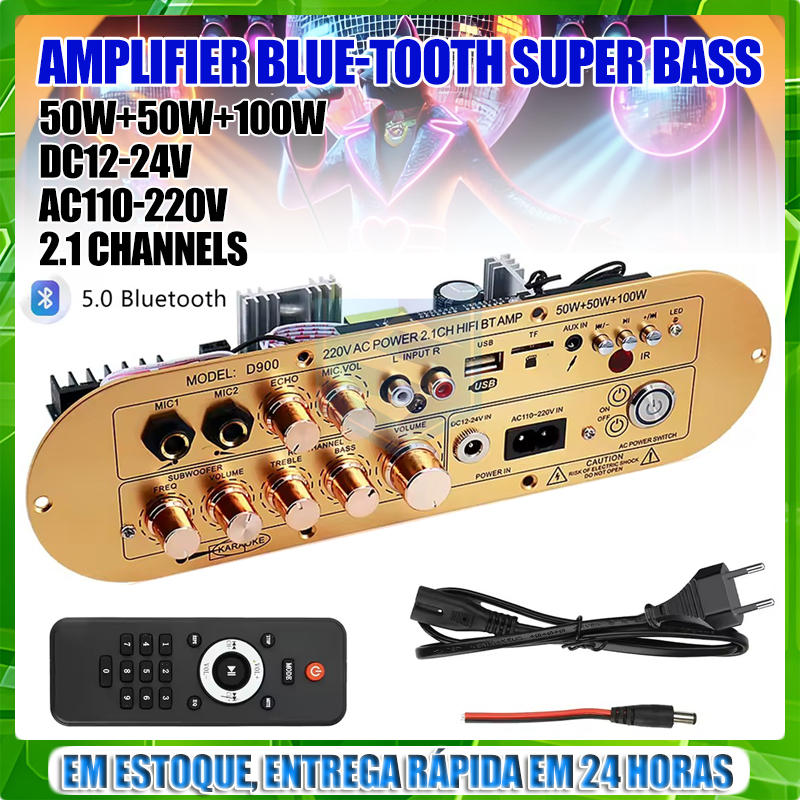 Amplificador Caixa De Som D900 Placa Dente Azul 50 + 100W em Oferta na Shopee