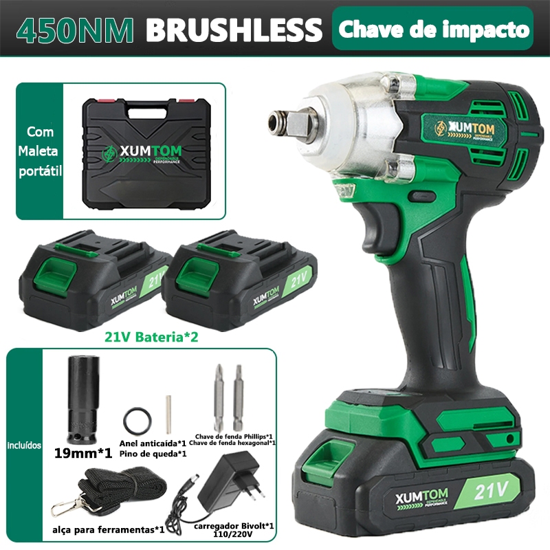 Chave De Impacto 450NM Elétrica Parafusadeira Furadeira Sem Fio Com Maleta 2 Bateria 21v Reforçada Portátil em Oferta na Shopee