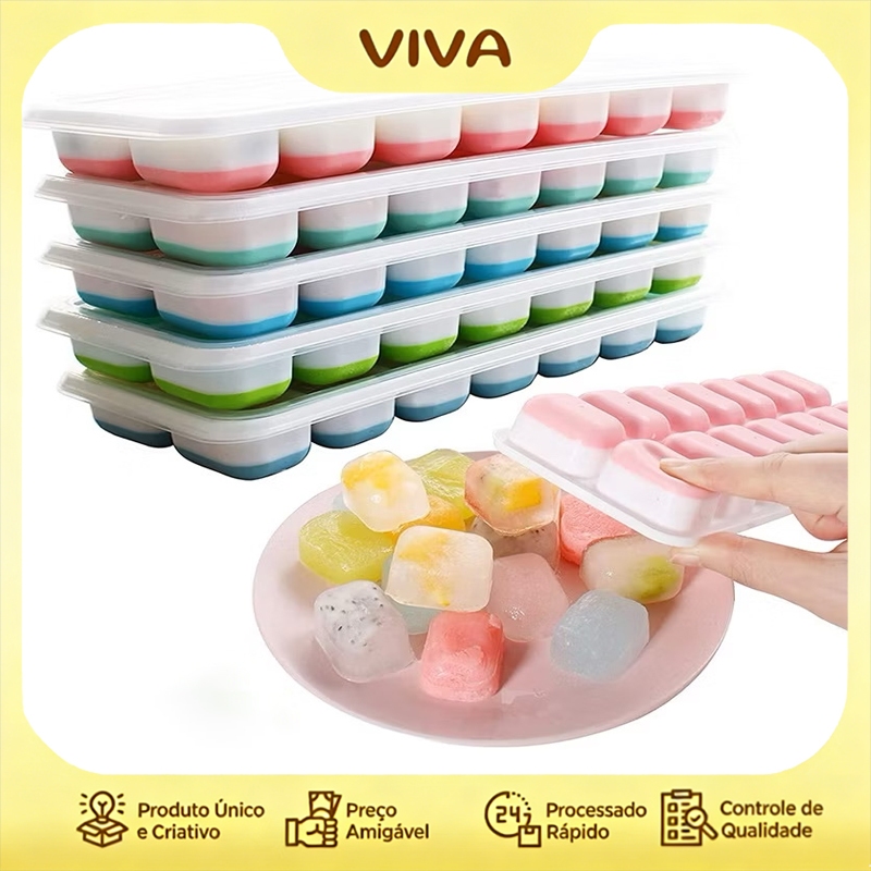 Kit De Bandeja De Cubos De Gelo De Silicone De 1 A 4 Peças : Com Tampas E Bases-Para Comida De Bebê , Frutas Bebidas