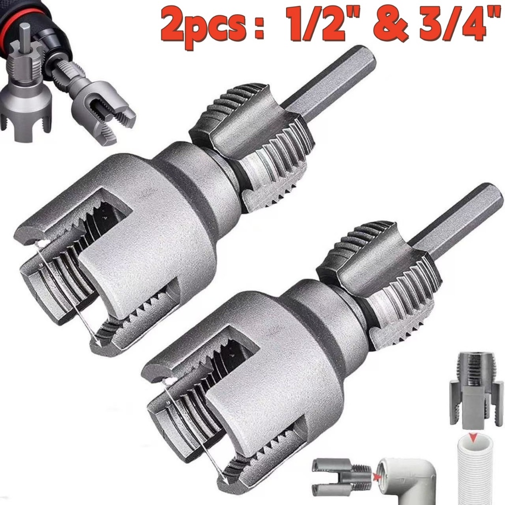 Rosqueador Abridor Interno e Externo para Tubos de PVC 1/2" & 3/4" | Compatível com Furadeira/Broca em Oferta na Shopee