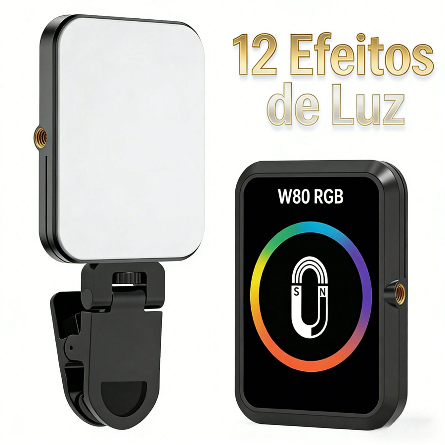 Luz de preenchimento magnética RGB LED com clipe, portátil.Compatível com celular, câmera e mais dispositivos em Oferta na Shopee