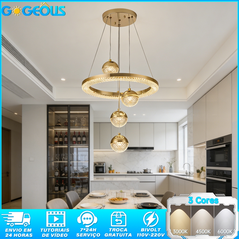 Controle remoto lustre para sala de luxo LED 3 Cores 110V-220V lustre de teto energia econômica alta luminosidade