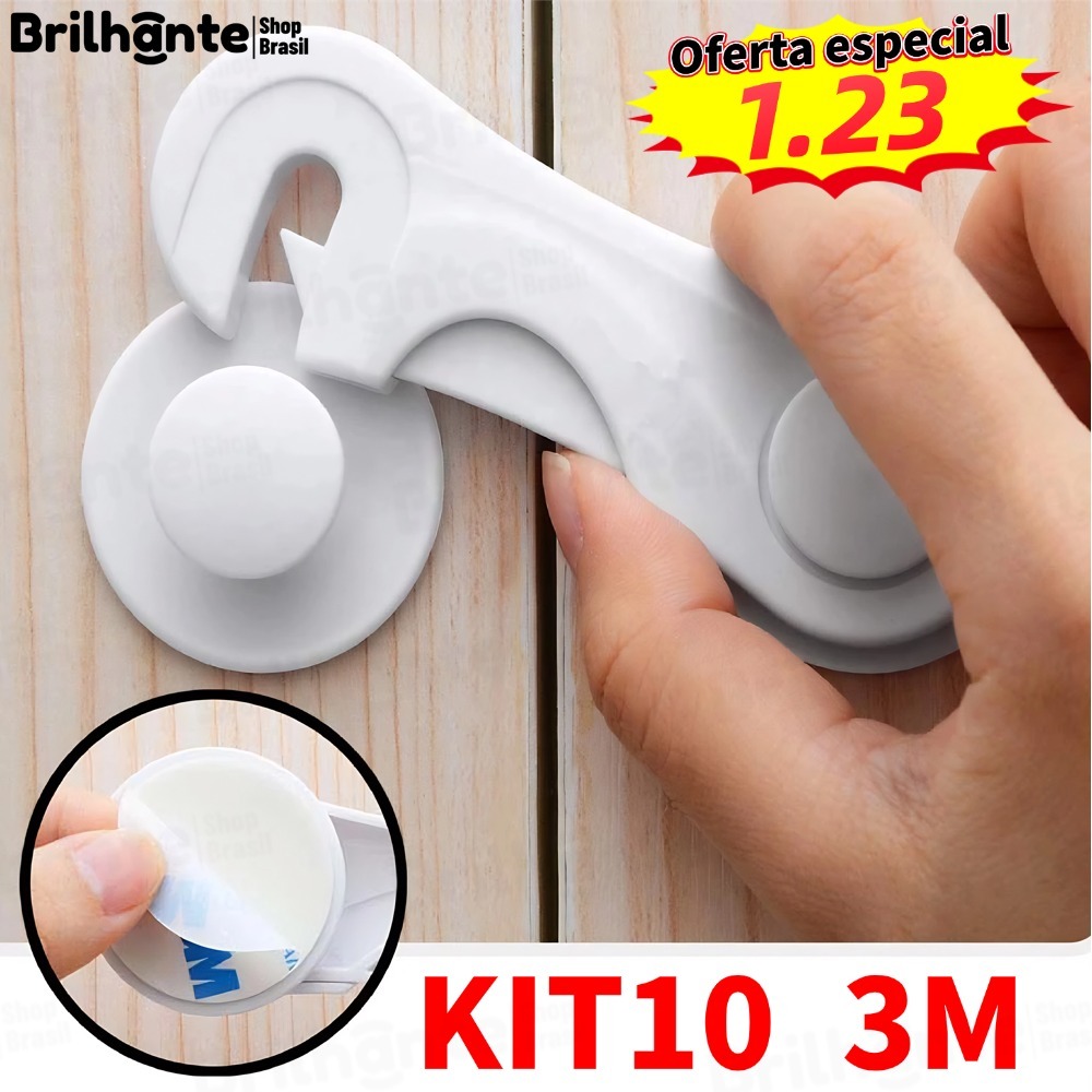 Kit 10 Trava de Gaveta Multiúso Trava Armario Porta Seguranca Bebe Anti-colisão infantil