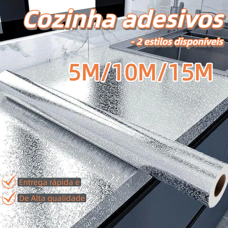 5/10/15 Metros Papel De Alumínio Rolo Adesivo Prova Da Agua Para Cozinha Adesivo Impermeável Protetor Fogão Armário