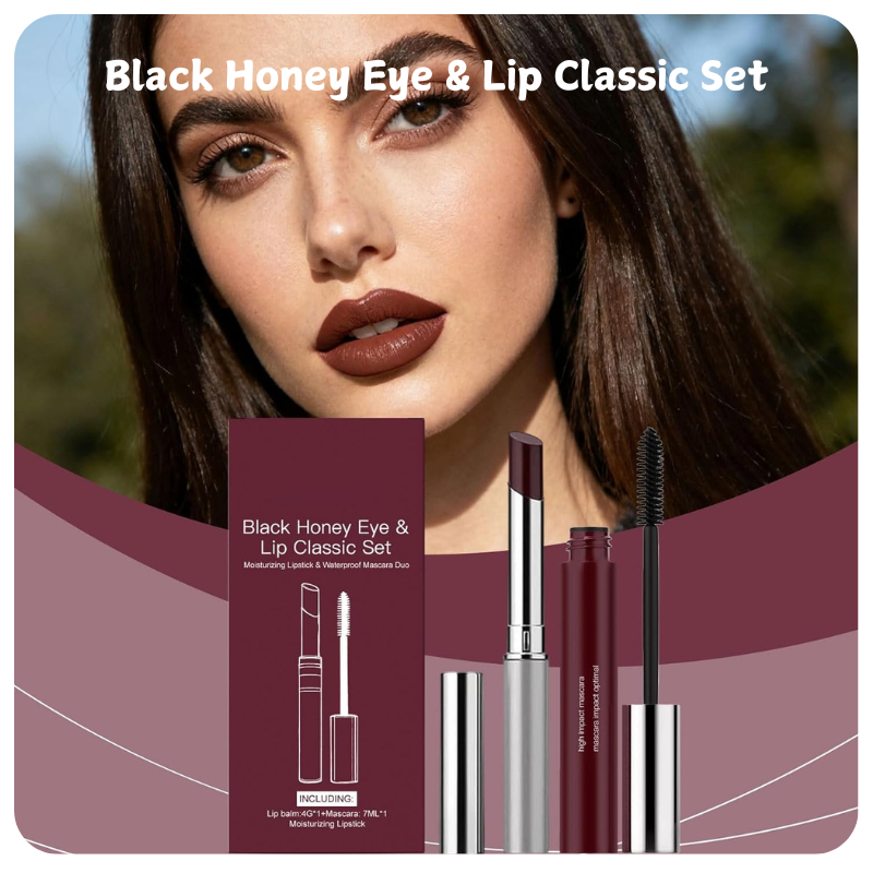 Black Honey Eye & Lip Classic Set Batom Hidratante Brilhante E Rímel À Prova D'água Duo Mascara Combo Maquiagem Natural