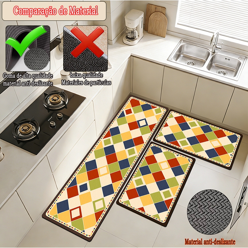 apetes de Cozinha 3 Peças Antiderrapante Emborrachado em Oferta na Shopee