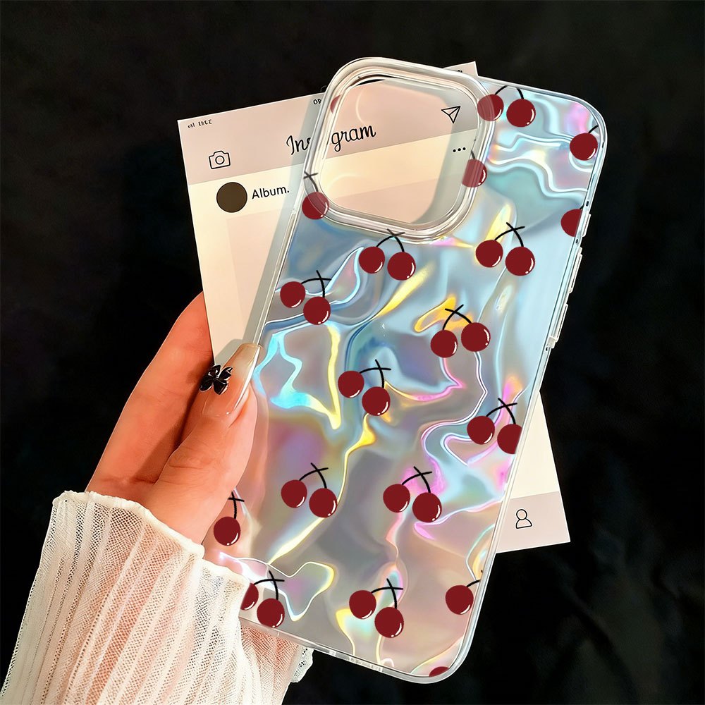 Ins Cereja Capinha Para Samsung Galaxy A03 A04 A05 A06 A10s A20 A30 A32 A50 A56 A71 A72 4G 5G Onda De Água Silicone Caso