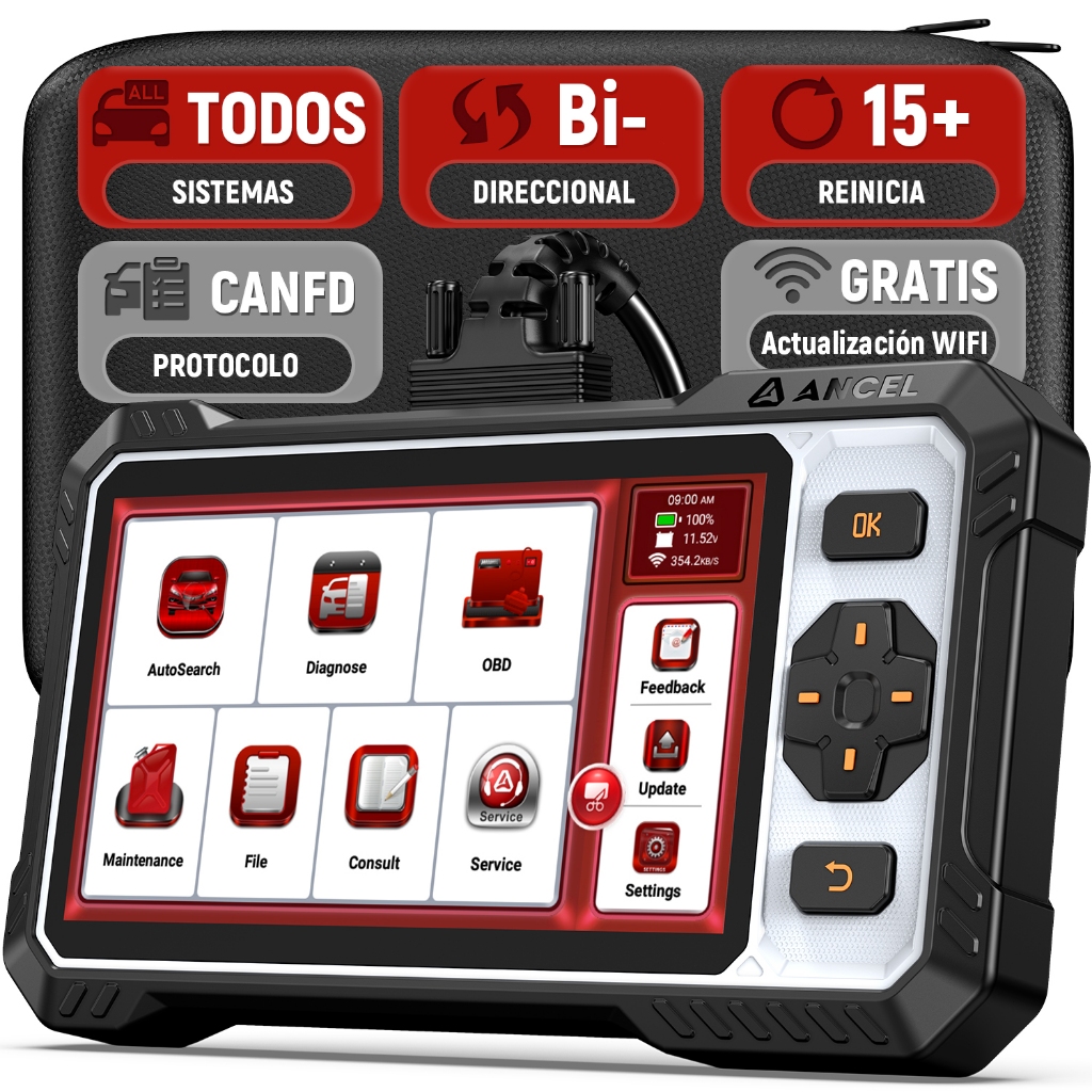 Ancel FX6100 Scanner OBD2 Profissional Diagnóstico Bidirecional para Todos Sistemas 15+ Resets Atualização Gratuita