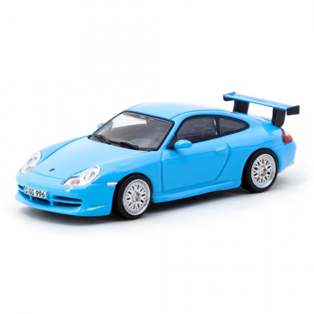 Tarmac Works T64G-069-BL 1/64 Porsche 911 GT3 996 Carro Modelo Em Escala Fundida Azul Claro