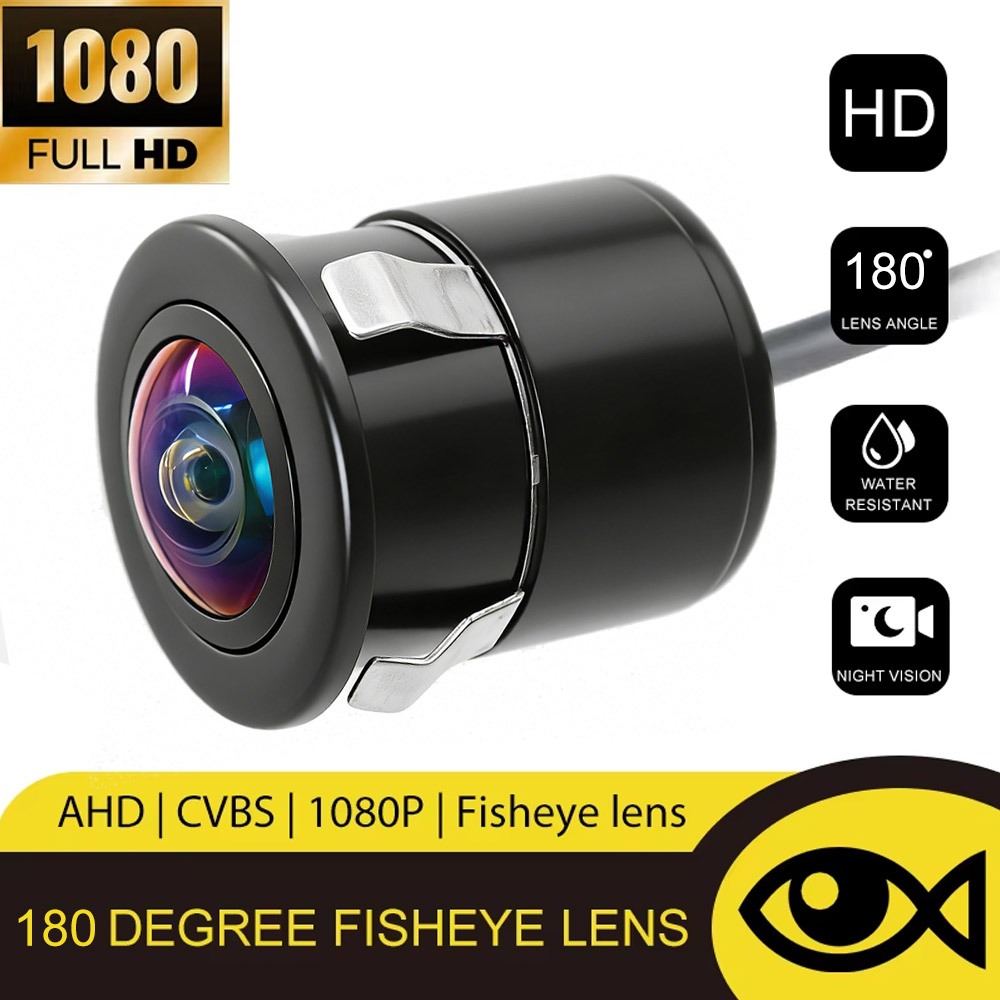 AHD1080P Câmera De Ré Frontal E Traseira Do Carro Lente Olho De Peixe De 180 Graus Full HD Visão Noturna Para Veículo CV