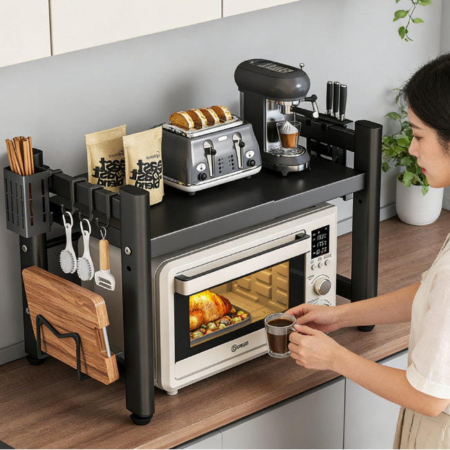 Rack Metálico Decoteam Ajustável Extensível 64cm Suporte Microondas Prateleira Multiuso em Oferta na Shopee