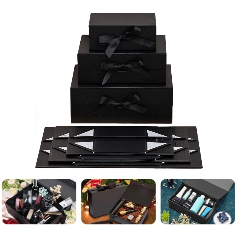 Caixa Presente Dobrável Rígida Com Fita De Cetim – 3 Tamanhos, Embalagem Resistente E Sofisticada em Oferta na Shopee