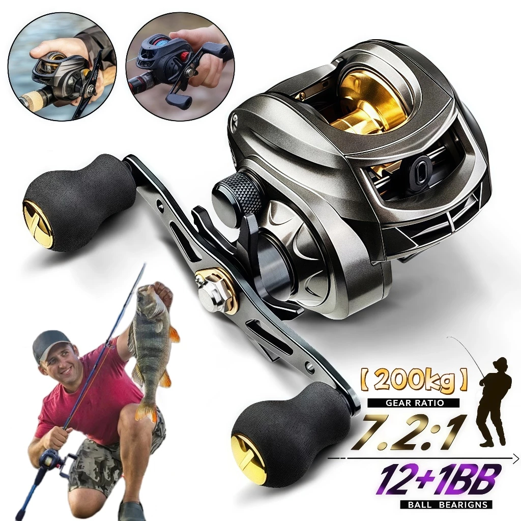 200Kg Carretilha De Pesca Com Marine Sports Pitching 7.2 : 1 Alta 10kg Max Molinete De Pesca Molinete Pesca Mulinete