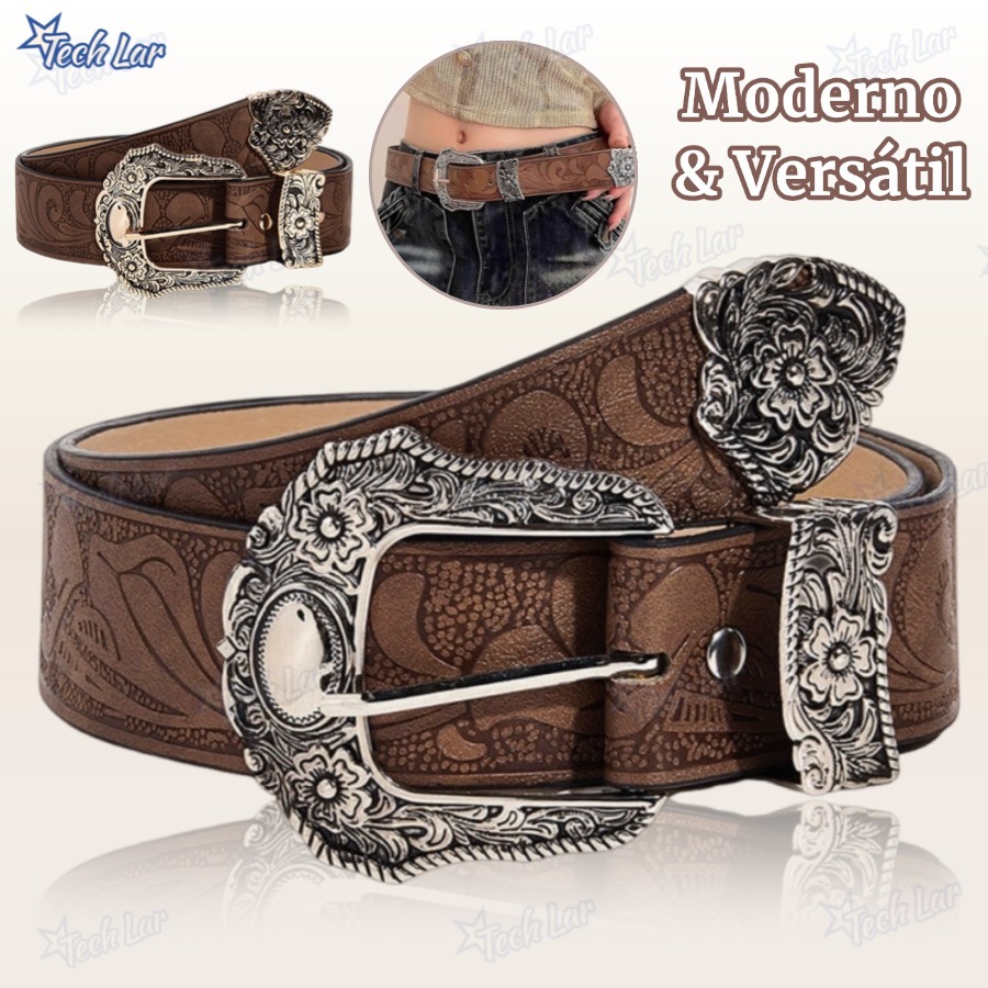 Cinto de Moda de Couro - Cinto com Fivela Decorativa, Para Jeans e Vestidos-TL