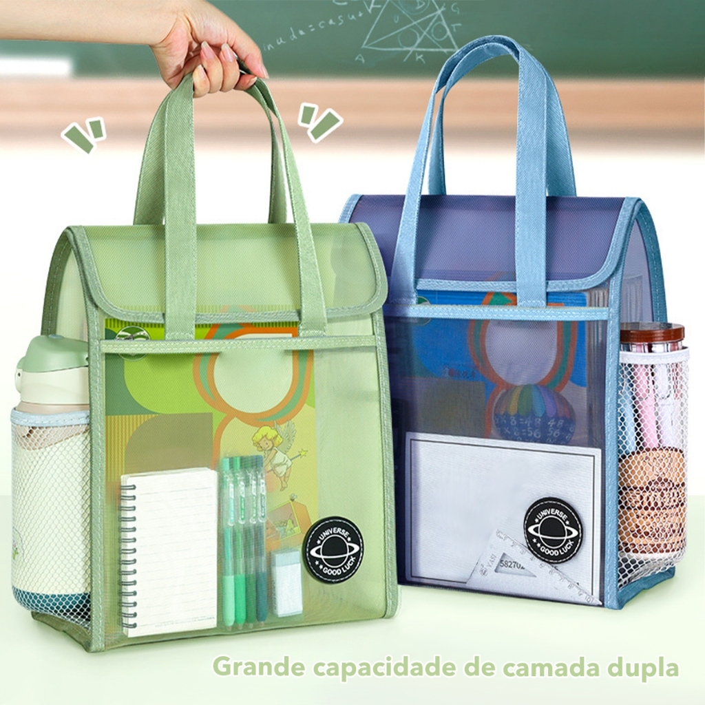 Bolsa de arquivo, bolsa de camada dupla, bolsa de armazenamento de malha transparente