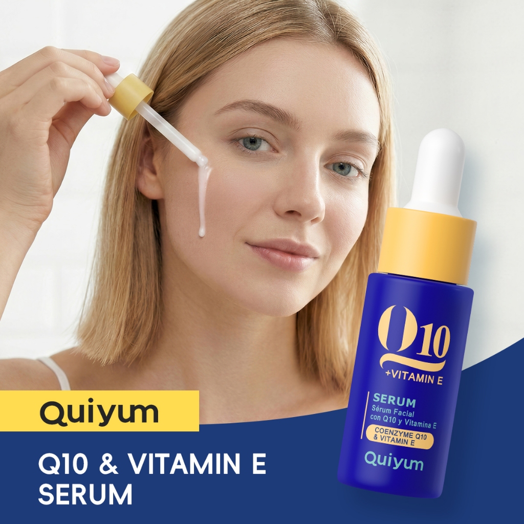 Q10 & Vitamina E Soro Antienvelhecimento 17ml QUIYUM Com Colágeno , C , Ácido Hialurônico | Hidratação Profunda , Reafir