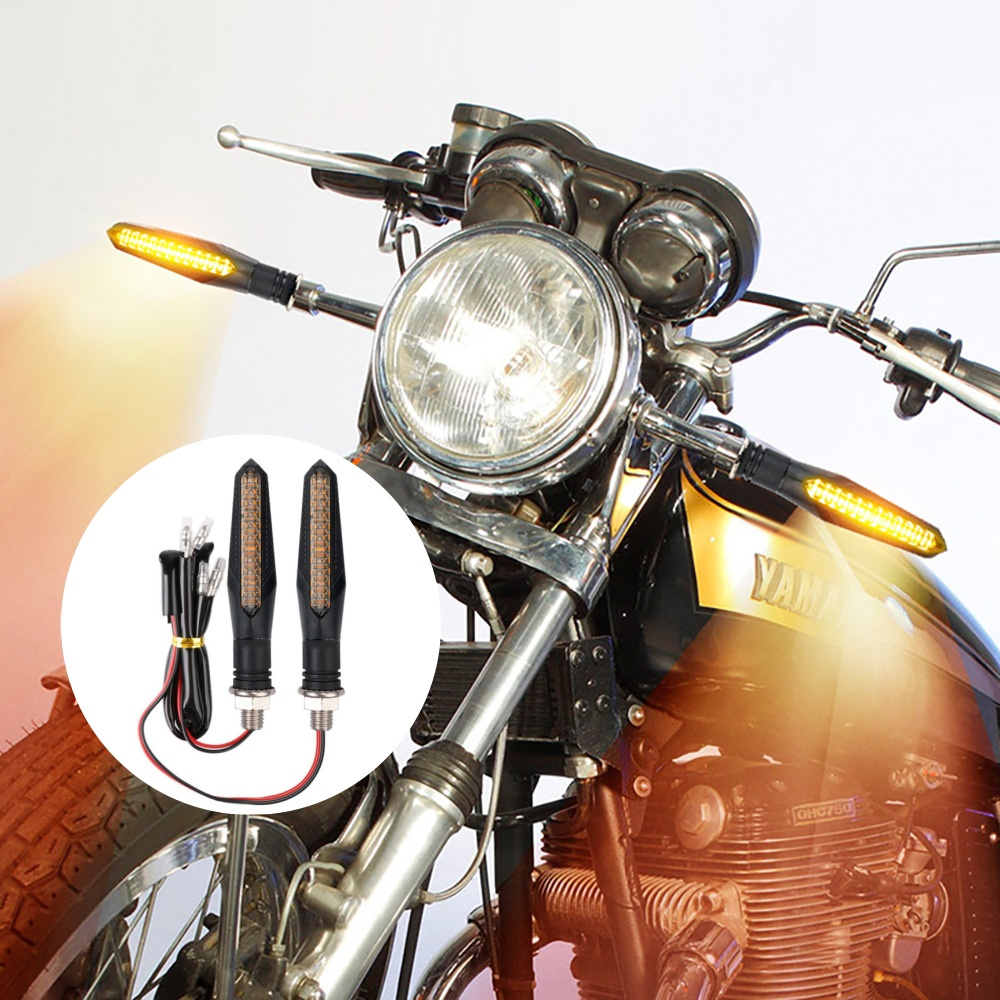Kit 2/4 Peças Pisca Palito Slim De Seta Led Sequencial Esportiva Para Moto Amarelo Universal 12V