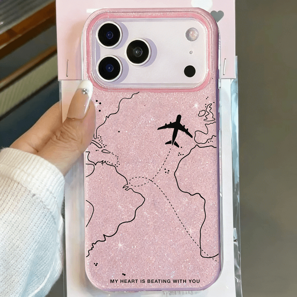 Capa Glitter Para iPhone 17 16 15 13 11 14 12 11 Pro Max Plus XR Rota De Aeronave Aérea Macia De Luxo em Oferta na Shopee