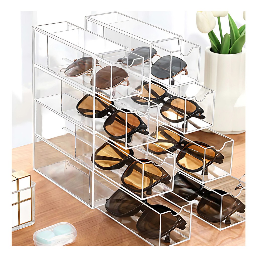 Gaveta Organizadora Transparente Acrílico Para óculos De Sol Cosméticos Papelaria em Oferta na Shopee