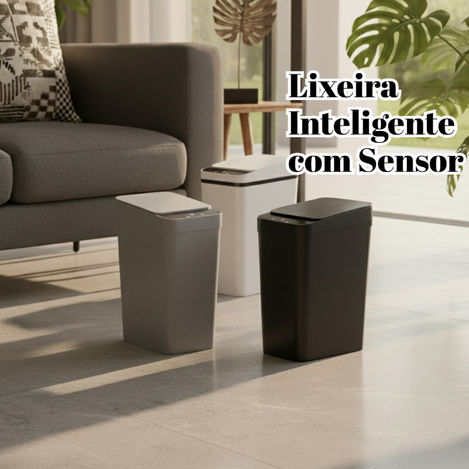 Lixeira automática de indução inteligente: toque leve de um botão fácil de abrir, adequada para casa, quarto, banheiro,