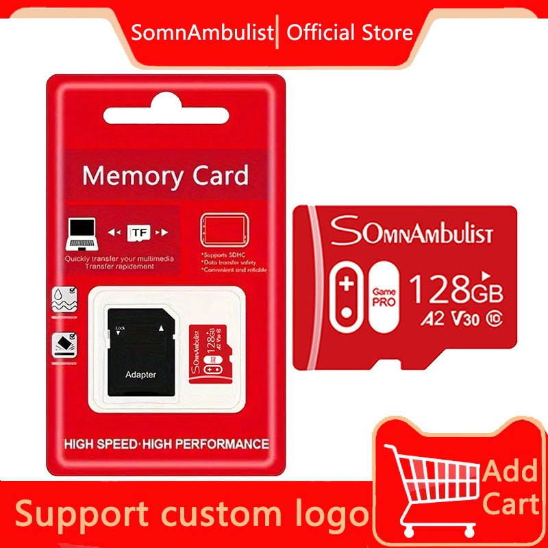 Cartão de memória Mini SD/TF 32GB/64GB/128GB Classe 10 Cartão de memória Flash de alta velocidade em Oferta na Shopee