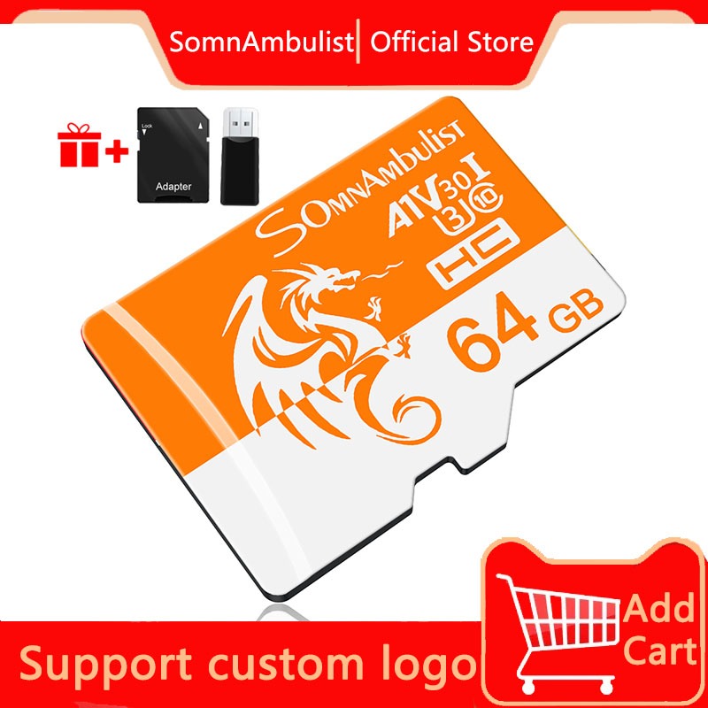 Imagem Cartão de memória Flash de alta velocidade classe 10 8GB/32GB/64GB Mini cartão SD, gravação de vídeo 4K