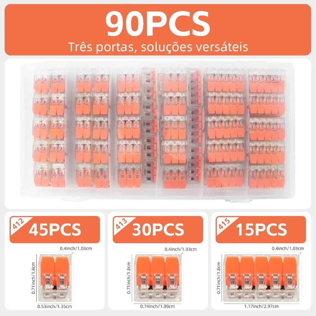 Kit 90 Peças Conector Elétrico Emenda Original 2, 3 e 5 vias em Oferta na Shopee