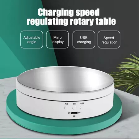 Suporte Expositor Giratório Elétrico 360° Recarregável USB para Vitrine Produtos e Fotos