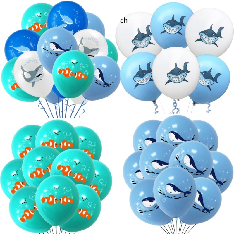 10 Pçs Balão De Látex Tubarão Azul Festa De Aniversário Favor Oceano Decorações Criança Chá De Bebê Para Fontes De em Oferta na Shopee
