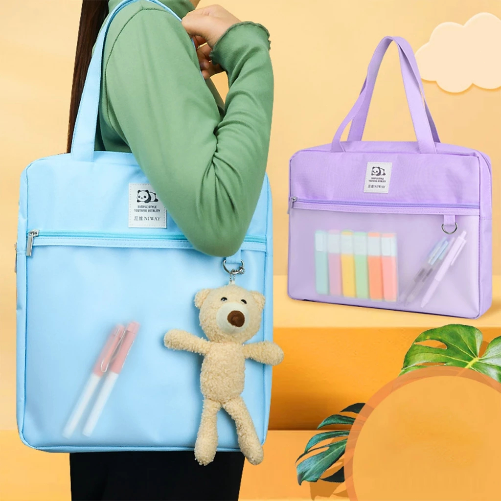 Huajie Bolsa Tutorial Portátil Bolsa de Arquivo Estilo Zíper Bolsa de Estudante Bolsa de Transporte Bolsa de Livro Aluno