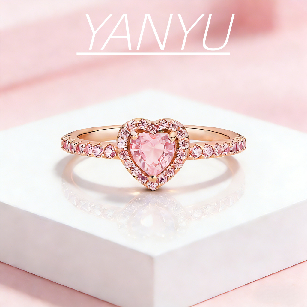 Anel Ouro Rosa Coração, s925 Anel Feminino de Noivado Romântico e Tendência Presente Resistente a oxidação Hipoalergênic em Oferta na Shopee