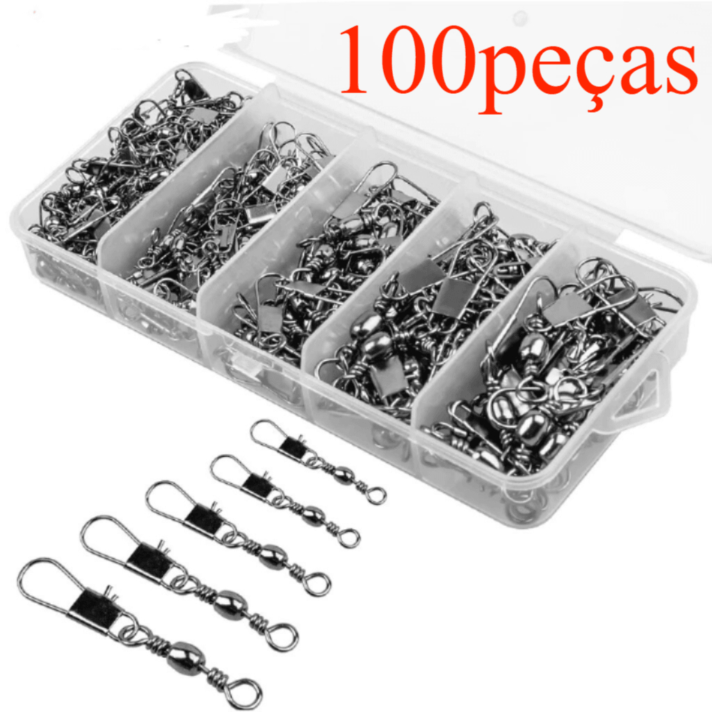 100 fivelas rápidas de pesca-conector de bola de travamento de aço inoxidável para isca e pesca de carpa