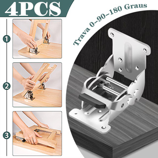 4pcs Dobradiça Dobrável com Travamento Automático 0-180° Parafusos Inclusos em Oferta na Shopee