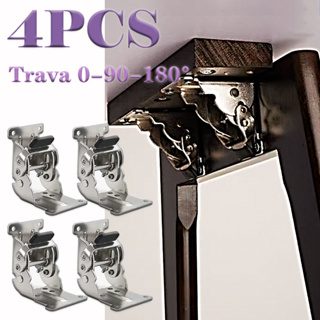 Pacote Com 4 Dobradiça Dobrável Invisível Travamento Automático 0-90-180 Graus Ajustáveis , Suportes de Aço Inoxidável em Oferta na Shopee