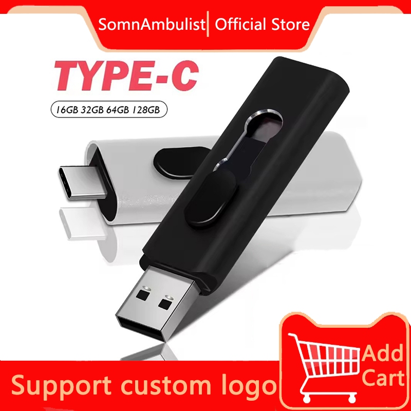 Imagem Tipo-C 2 em 1 Flash Drive 128GB/64GB/32GB Disco U de armazenamento multifuncional