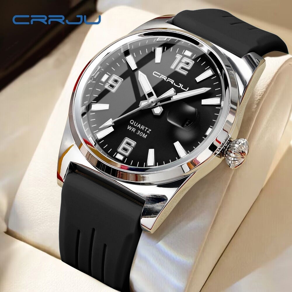 CRRJU Relógio Masculino Marca Original Moda Pulseira De Silicone Display Exclusi