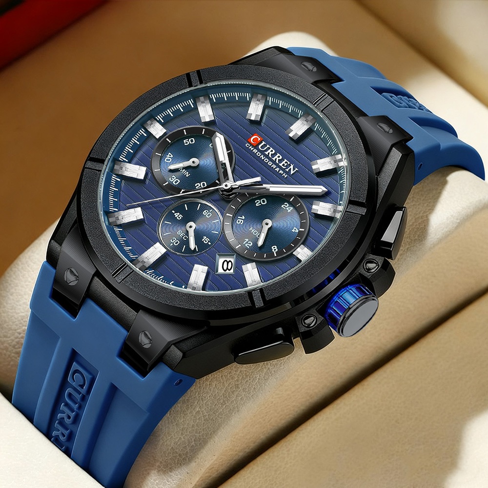 Relógio Masculino CURREN Genuíno Autêntico Nova Pulseira De Silicone Esporte Retrô Cronógrafo Mãos Luminosas Mostrador D em Oferta na Shopee