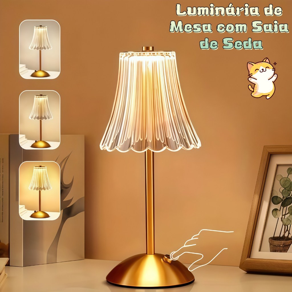 Lâmpada Abajur Mesa Com Barra Led Sensor Toque De Luz Quarto Sem Fio 3 Cores